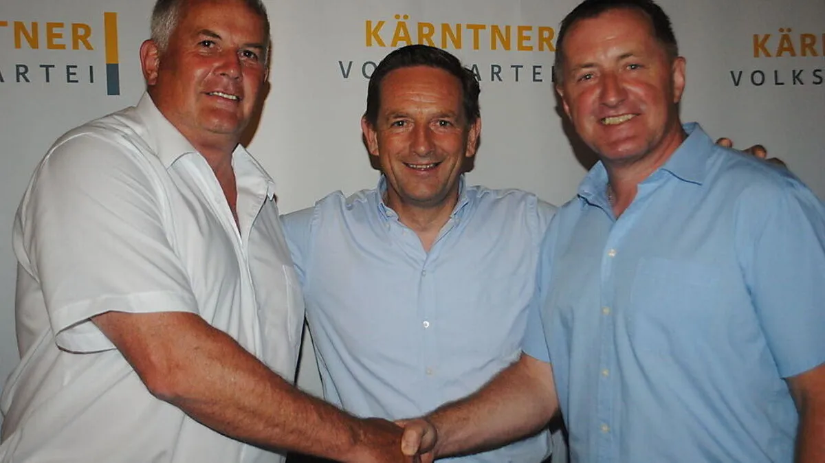 Von links: Bürgermeister Franz Kogler, Landesrat Christian Benger und der neue Obmann Johann Weber