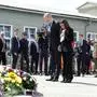 Der spanische König Felipe VI. und Königin Letizia, bei der Kranzniederlegung im Rahmen der Befreiungsfeier in der KZ-Gedenkstätte Mauthausen am Sonntag, 11. Mai 2025 in Mauthausen