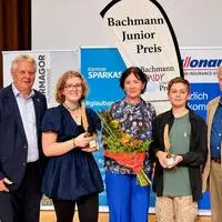 Leopold Astner, Emilia B. Fuchs, Irmgard Janschitz, Gewinner Kilian Priedl und Heinz Bachmann