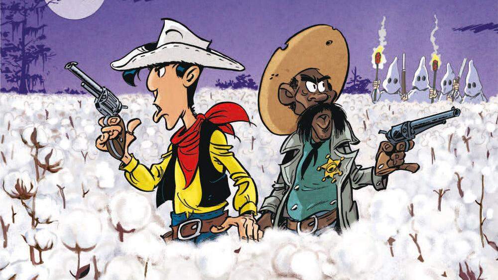 Lucky Luke und Marshall Bass Reeves kämpfen gegen die weißen Baumwollfarmer