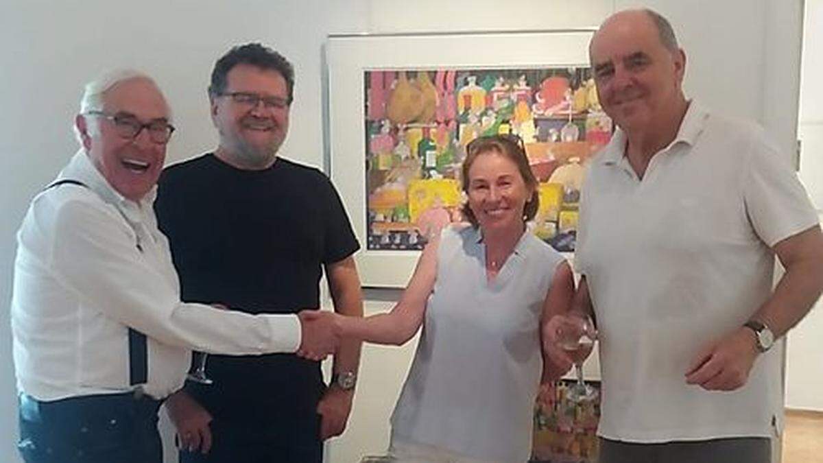 Bei der Vernissage: Werner Mosing, Petar Pismestrovic, Anna Geiger und Alexander Wolf (von links) 