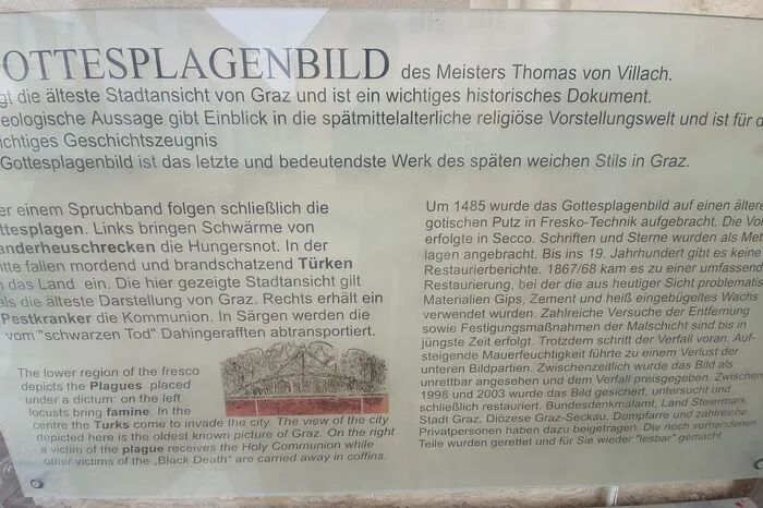 Das Bild von (vermutlich) Thomas von Villach ist historisch wertvoll, weil die dort gezeigte Ansicht als "die älteste Darstellung von Graz" gilt.
