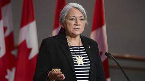 Mary Simon während einer Rede im Kanadas Nationalmuseum für Geschichte und Gesellschaft in Quebec