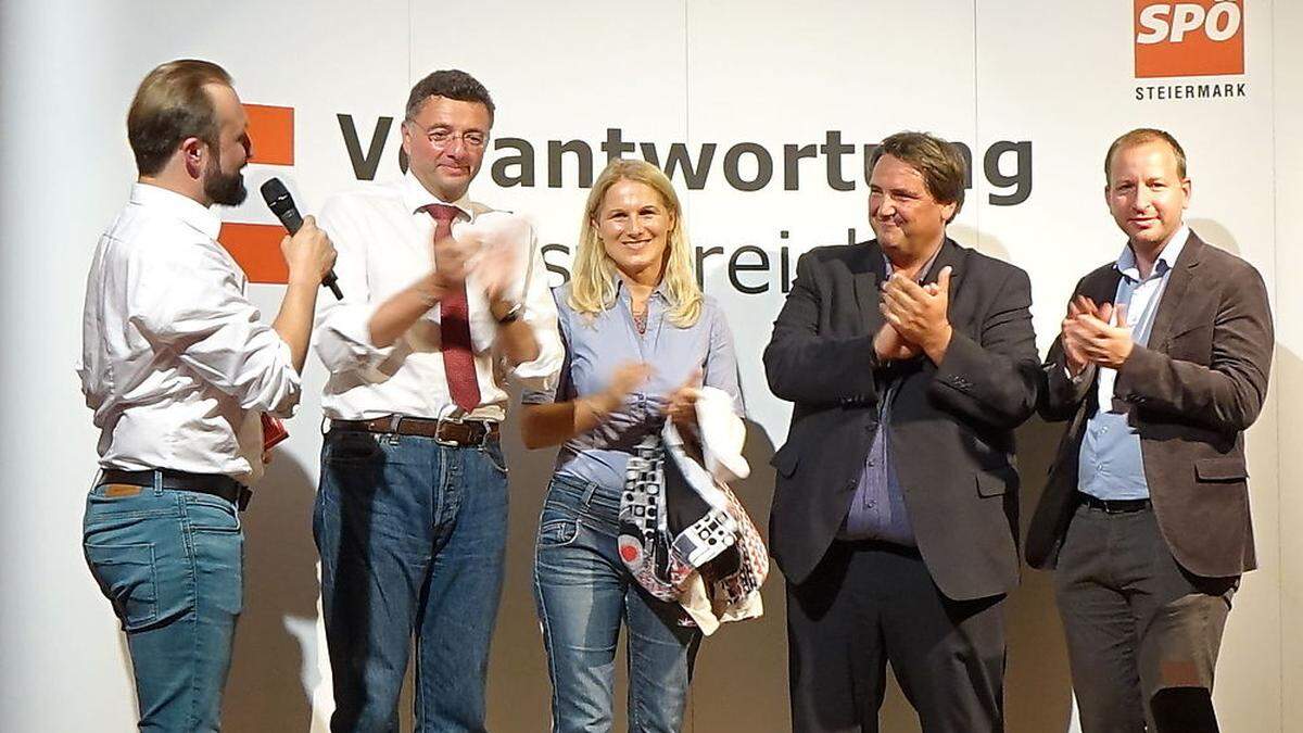 SPÖ-Team: Jörg Leichtfried, Elisabeth Grossmann, Josef Muchitsch, Hans Jürgen Ferlitsch mit Landesgeschäftsführer Max Lercher 