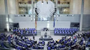Plenarsitzung im Bundestag in Berlin Der Plenarsaal während der Sitzung des Deutschen Bundestags am 16.03.2023 in Berlin. Berlin Bundestag Berlin Deutschland *** Plenary session in the Bundestag in Berlin The plenary hall during the session of the German Bundestag on 16 03 2023 in Berlin Berlin Bundestag Berlin Germany