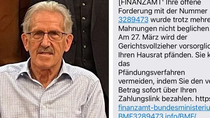 Georg Stadler aus Kraubath erhielt eine betrügerische Zahlungsaufforderung vom vermeintlichen Finanzamt – per SMS 