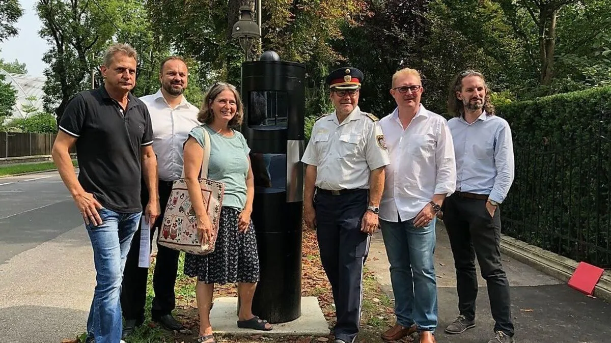Vorstellung der neuen Radargeräte mit Verkehrsstadträtin Elke Kahr, Stadtpolizeikommandant Kurt Kemeter und dem Leiter des Straßenamtes Thomas Fischer