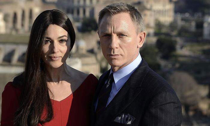 Daniel Craig mit Bond-Girl Monica Bellucci beim Dreh in Rom