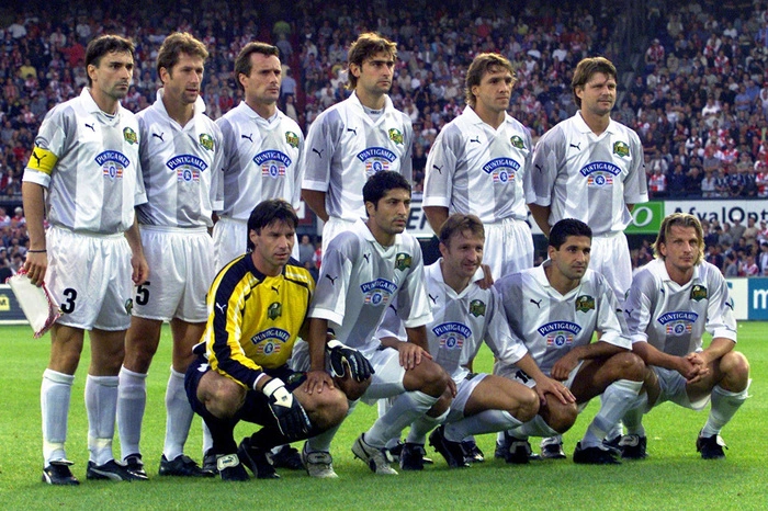 Die Startelf vor 22 Jahren: Hinten: Günther Neukirchner, Franco Foda, Markus Schupp, Andres Fleurquin, Sergej Yuran, Hannes Reinmayr Vorne: Josef Schicklgruber, Mehrdad Minavand, Tomislav Kocijan, Ramiz Mamedov, Markus Schopp