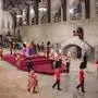 Members of the public file past the coffin of Queen Elizabeth II, draped in the Royal Standard with the Imperial State Crown and the Sovereign's orb and sceptre, lying in state on the catafalque in Westminster Hall, at the Palace of Westminster, in London, Thursday, Sept. 15, 2022, ahead of her funeral on Monday. (Danny Lawson/Pool Photo via AP)