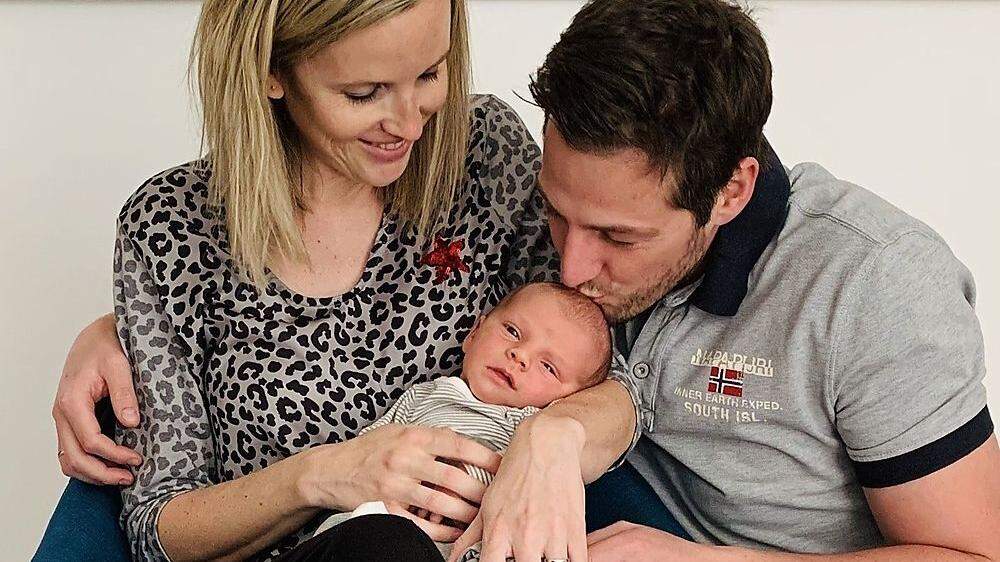 Katharina und Paul Eggenberger mit Sohn Felix, der am 1. April in Klagenfurt zur Welt kam