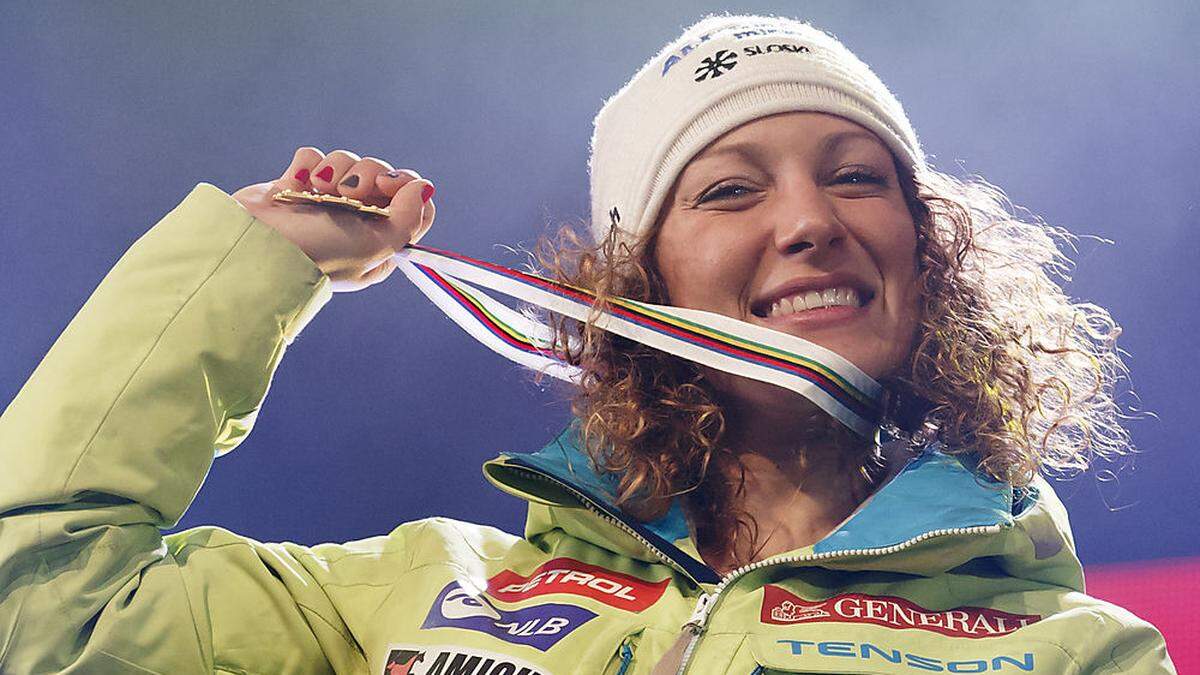 Ilka Stuhec war in St. Moritz Weltmeisterin - bei Olympia wird sie nach einem Kreuzbandriss aber fehlen