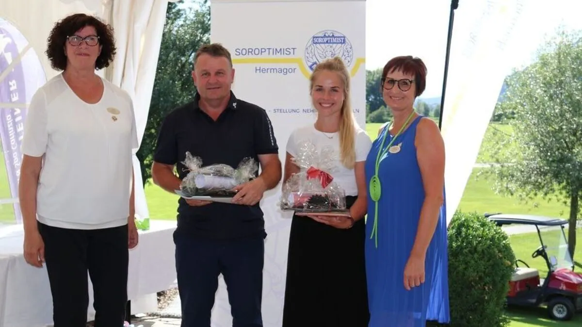 Golfturnier-Organisatorin Elisabeth Unterweger, Herren-Bruttosieger Thomas Pernull, Damen-Bruttosieger Isabella Kühne und Club-Präsidentin Ingrid Plozner