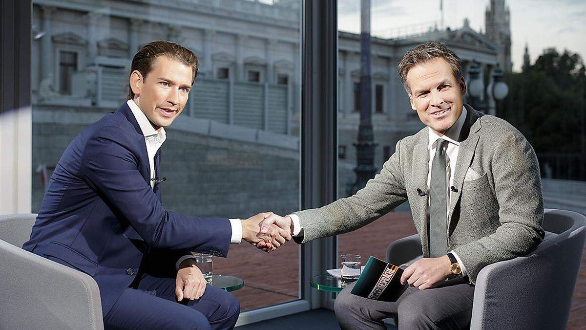 Tarek Leitner mit Sebastian Kurz im ORF-Sommergespräch