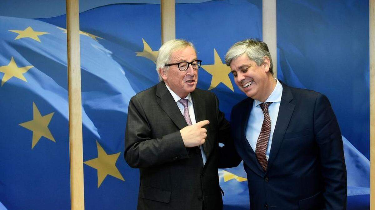 Jean-Claude Juncker mit Eurogruppen-Chef Mario Centeno