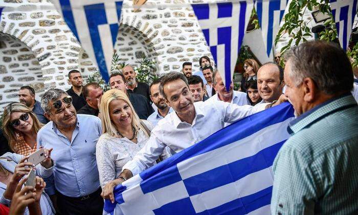 Kyriakos Mitsotakisvon der konservativen Nea Dimokratia darf sogar auf eine absolute Mehrheit hoffen