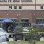 Emergency crews gather in the parking lot of Santa Fe High School where at least ten people were killed on May 18, 2018 in Santa Fe, Texas. .At least ten people were killed when a student opened fire at his Texas high school on May 18, 2018, as President Donald Trump expressed "heartbreak" over the latest deadly school shooting in the United States. The shooting took place as classes were beginning for the day at Santa Fe High School in the city of the same name, located about 30 miles (50 kilometers) southeast of Houston."There are multiple fatalities," Harris County Sheriff Ed Gonzalez told reporters. "There could be anywhere between eight to 10, the majority being students."..... / AFP PHOTO / Daniel KRAMER