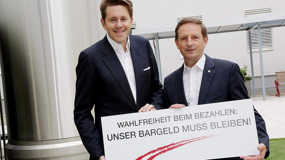 Harald Mahrer und Christian Benger wollen Bargeld geschützt sehen