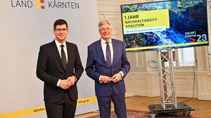 Landeshauptmann Peter Kaiser und Landeshauptmann-Stv. Martin Gruber (links): Standortmarketing macht nun Werbung in Kärnten