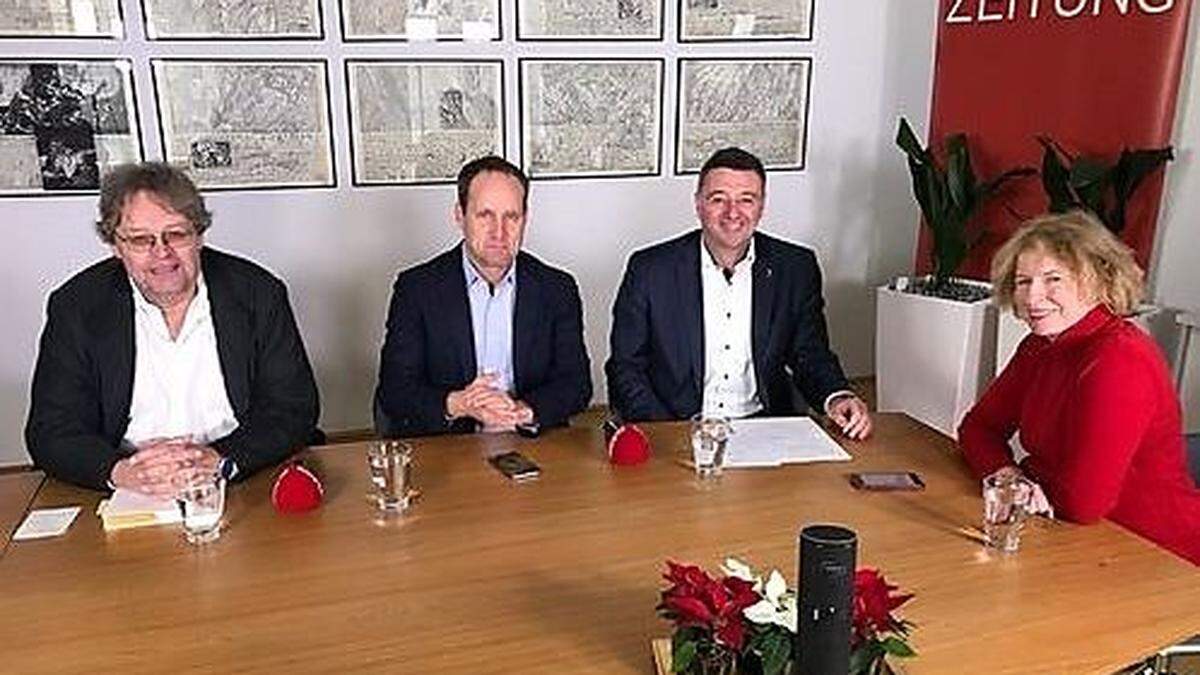 Peter Kolba (Liste Pilz), Matthias Strolz (Neos) und Jörg Leichtfried (SPÖ) im Gespräch mit Claudia Gigler