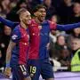 Lamine Yamal and Raphinha of FC Barcelona, Barca celebrates after scoring a goal Real Madrid v FC Barcelona, La Liga, Football, Santiago Bernabeu Stadium, Madrid, Spain - 26 Oct 2024 PUBLICATIONxINxGERxSUIxAUTxHUNxGRExMLTxCYPxROUxBULxUAExKSAxONLY Copyright: xRubenxAlbarran/Shutterstockx 14824321dr