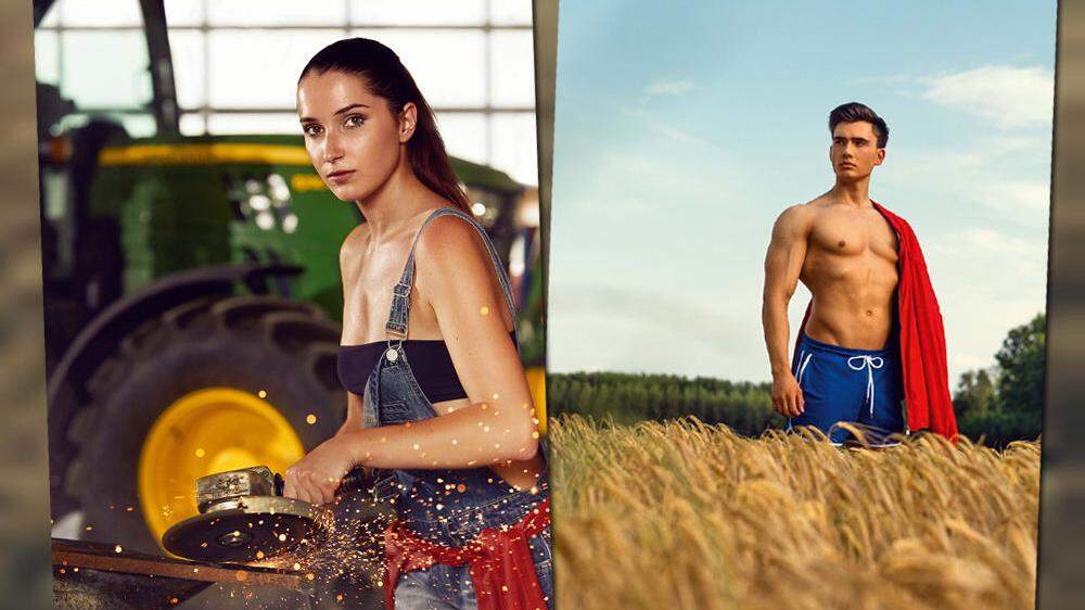 Zwei der Models aus dem Jungbauernkalender 2019: Magdalena aus der Steiermark und der Kärntner Josef