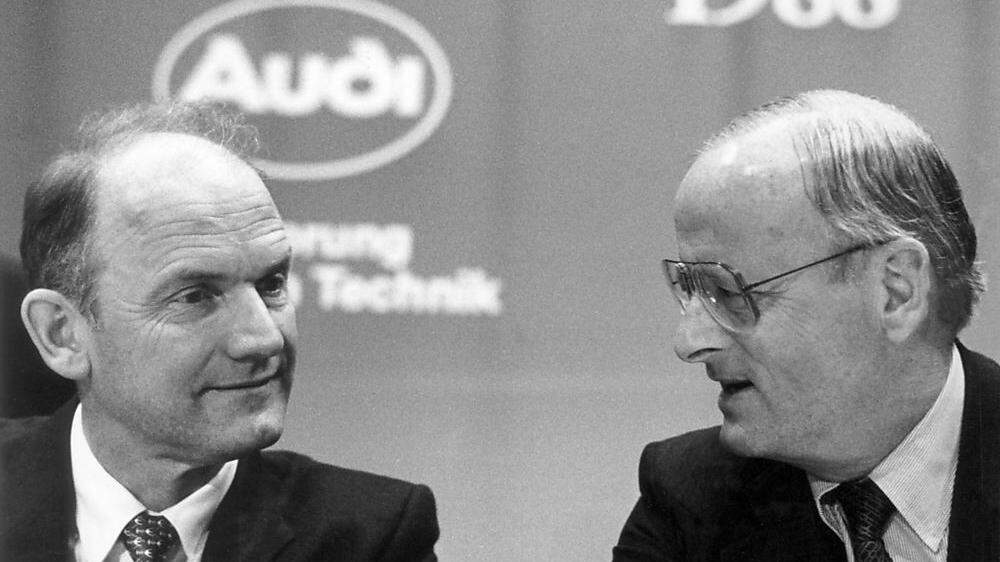 Der ehemalige Audi-Vorstandsvorsitzende, Ferdinand Piech (links), und der frühere Volkswagen-Vorstandsvorsitzende, Carl Horst Hahn (rechts)