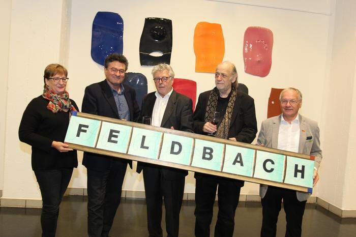 Stadträtin Rosemarie Puchleitner, Michael Mehsner, Peter Pilz, Franz Vana und Josef Ober bei der Ausstellungseröffnung.