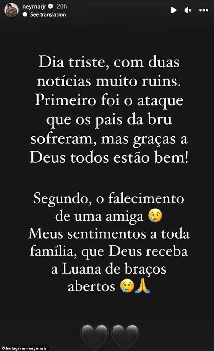 Neymars Instagram-Story zum Tod von Luana Andrade