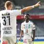 VIENNA,AUSTRIA,10.AUG.25 - SOCCER - ADMIRAL Bundesliga, FK Austria Wien vs Wolfsberger AC. Image shows the rejocing of Fabian Wohlmuth and David Atanga (WAC).
Photo: GEPA pictures/ Armin Rauthner