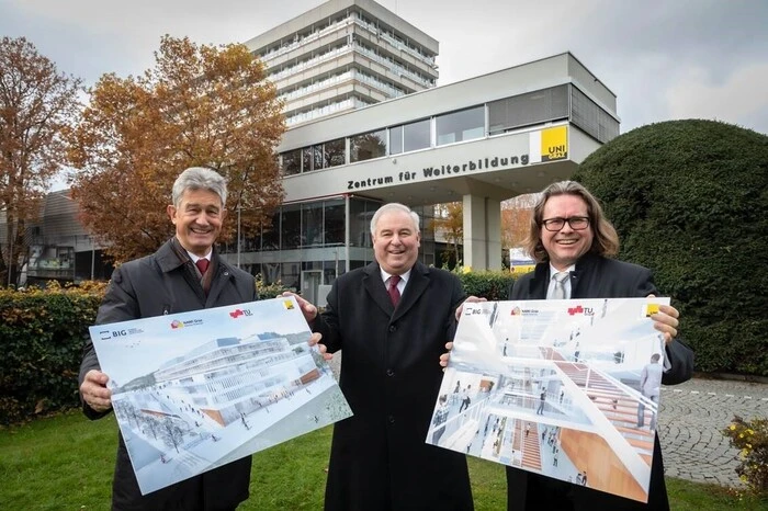 TU-Rektor Harald Kainz, LH Hermann Schützenhöfer, Uni-Rektor Martin Polaschek