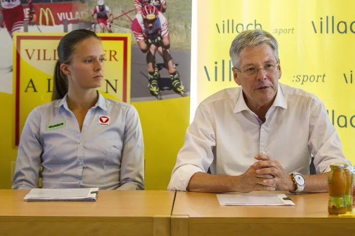 Landeshauptmann Peter Kaiser und Vanessa Herzog bei der Präsentation