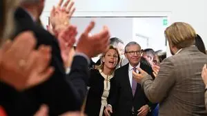 Landeshauptmann Wilfried Haslauer bei der Wahlparty der ÖVP nach der Salzburger Landtagswahl 