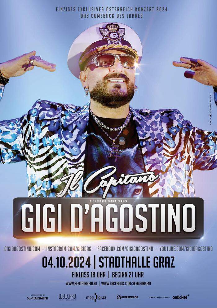 Plakat: Gigi D‘Agostino in der Stadthalle Graz