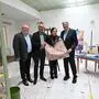 Im Atelier von Maria Lassnig: Alexander Gerdanovits, StR. Franz Petritz, Maria Nicolini, LH Peter Kaiser