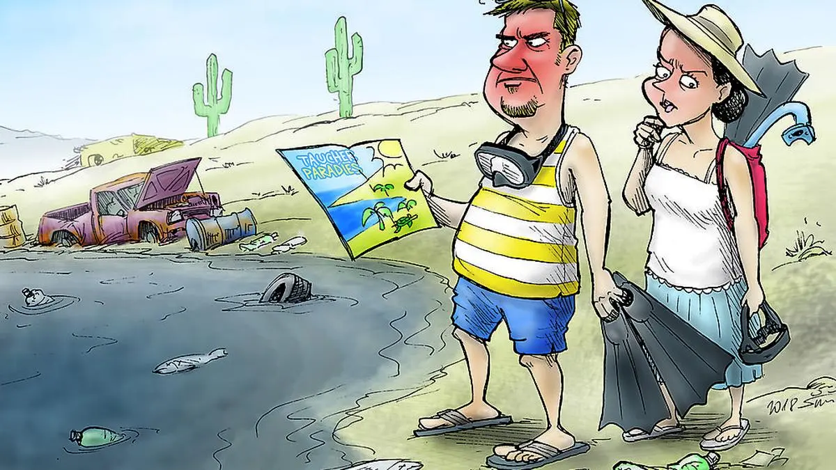 Der Traum vom Bilderbuchstrand zum Schnorcheln und Tauchen, so wie im Katalog geschildert, war schnell geplatzt! 