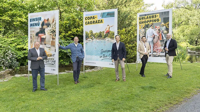 Die Kampagne der Stadt: Wolfgang Malik, Mario Eustacchio, Siegfried Nagl, Richard Peer und Max Mazelle