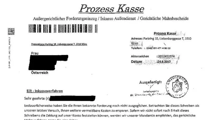 Vorsicht Falle: So schaut das Mahnschreiben aus