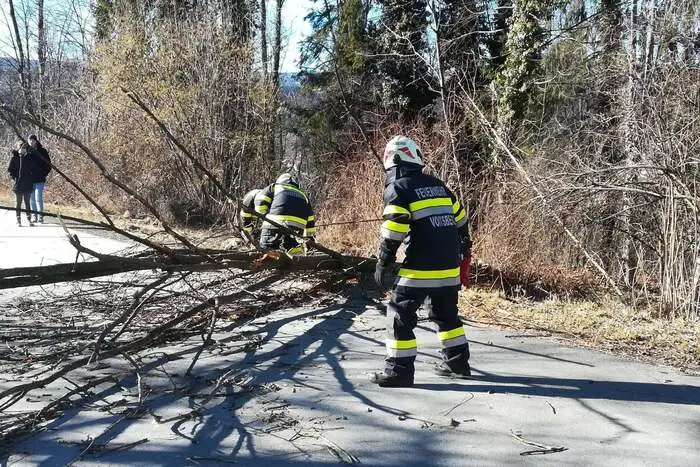In Voitsberg waren Wege freizumachen und ein durch Wind abgedecktes Blechdach zu sichern.