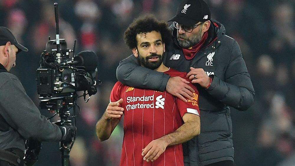 Liverpool-Trainer Jürgen Klopp mit seinem Star Mo Salah