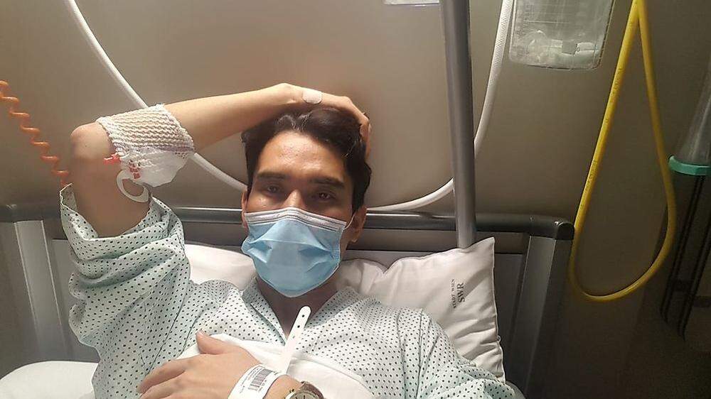 Saeed Mousavi postete das Foto am Montag aus dem Spitalsbett.