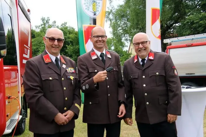 Kommandanten Hauptbrandinspektor, Harald Sorger und OBI Daniel Gspurning.