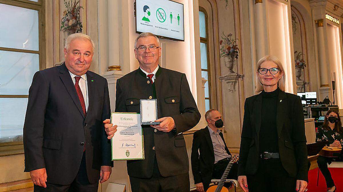 Landeshauptmann Hermann Schützenhöfer, Visionär Josef Harb und Landtagspräsidentin Gabriele Kolar