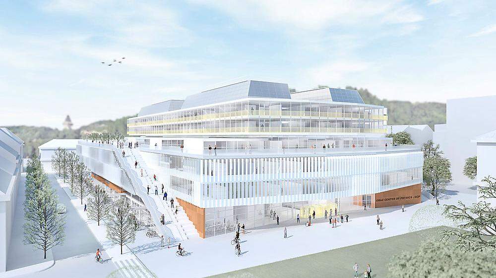 313 Millionen wird der Bau, 41 Millionwen Euro die Einrichtung für das künftige &quot;Graz Center of Physics&quot; am Uni-Campus kosten