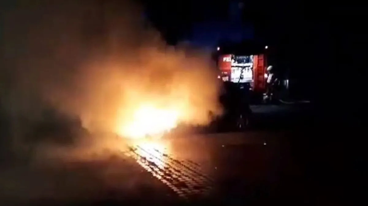 Flammenmeer am Parkplatz