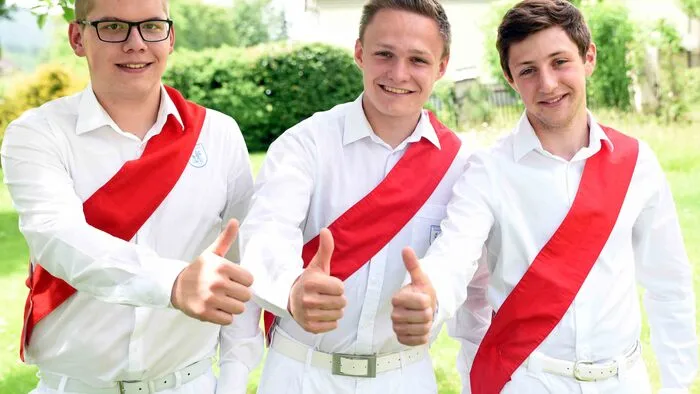 Oliver Prettner, Patrick Steinwender und Christoph Bader (v.l.n.r.) gingen heuer beim Wettlauf um den Kuss der steinernen Jungfrau an den Start