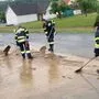 Aufräumarbeiten in Thien, Gemeinde Gnas. Hier waren 47 Liter Niederschlag in 30 Minuten gefallen