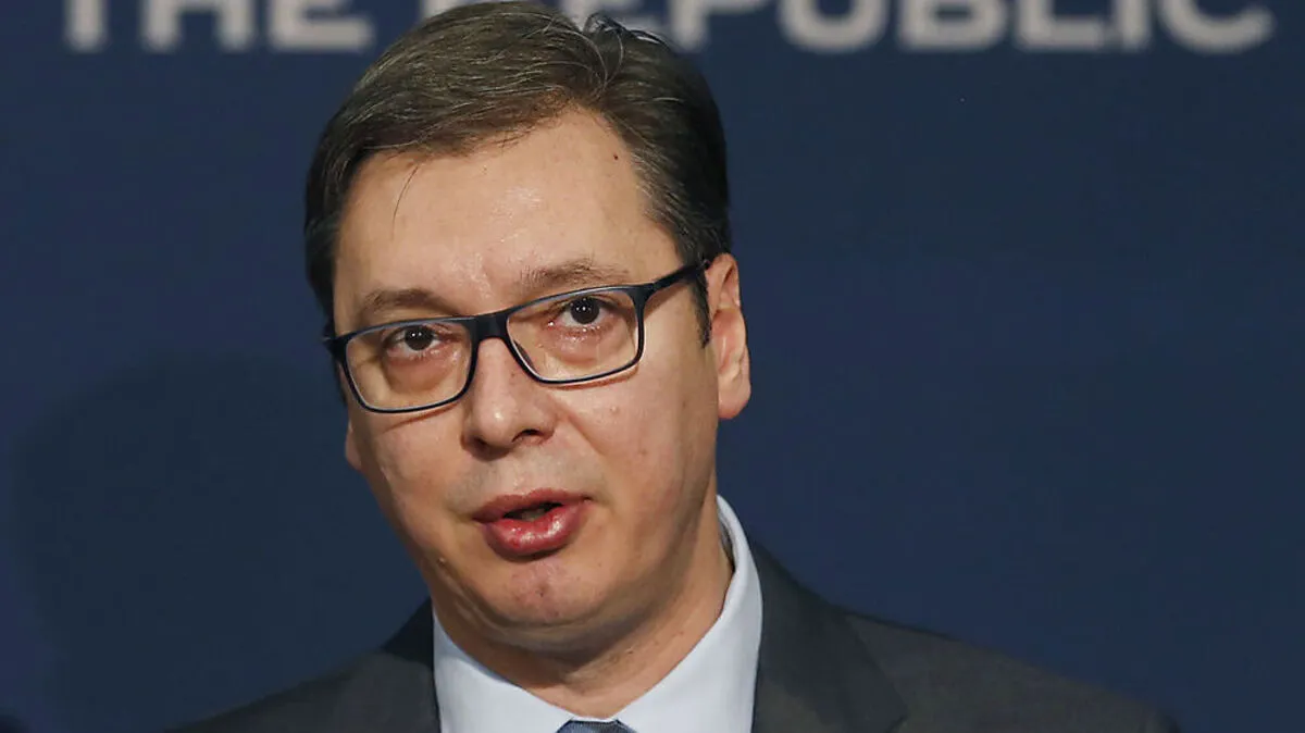 Der serbische Präsident Aleksandar Vucic bei einer Pressekonferenz nach dem Attentat