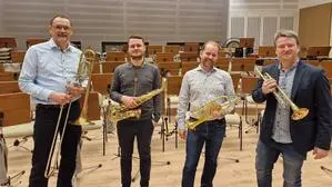 Musikschuldirektor Karl Hermann, Christian Schuller, Peter List und Stephan Kaufmann (v.l.)