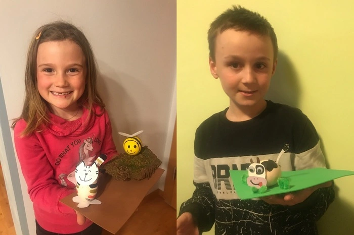 Kristin und Jonas Egger aus Kappel am Krappfeld haben ihre Ostereier zu fröhlichen Tieren werden lassen.